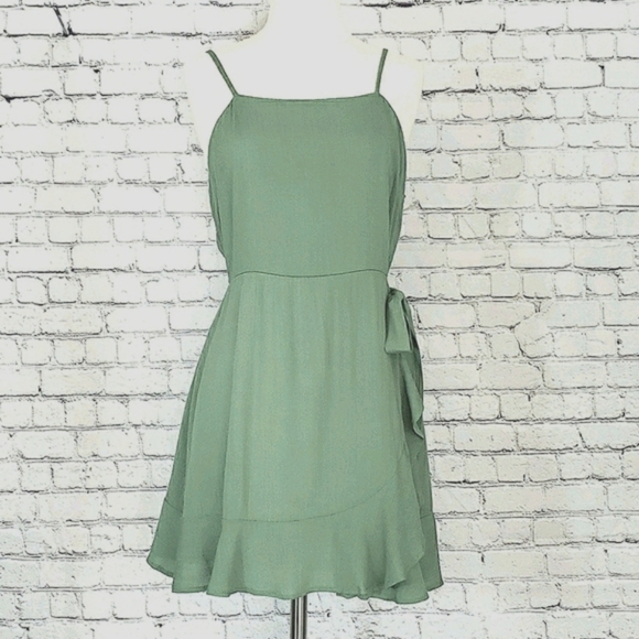 Sage Dresses & Skirts - Sage The Label Spaghetti Strap Faux Wrap Dress Sage Green Size M